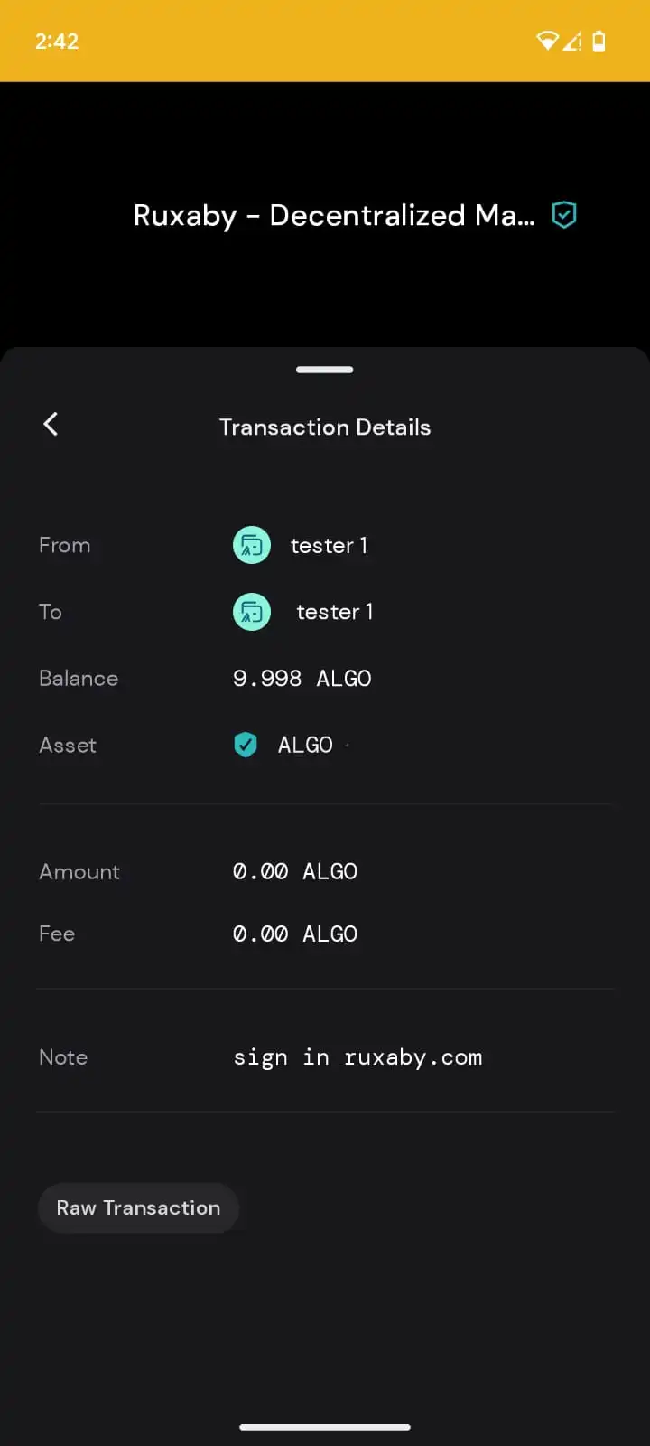 Authentication transaction details